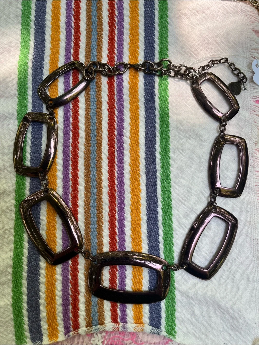Y2K Vintage Signed Chunky Purple Metallic Collar Necklace
